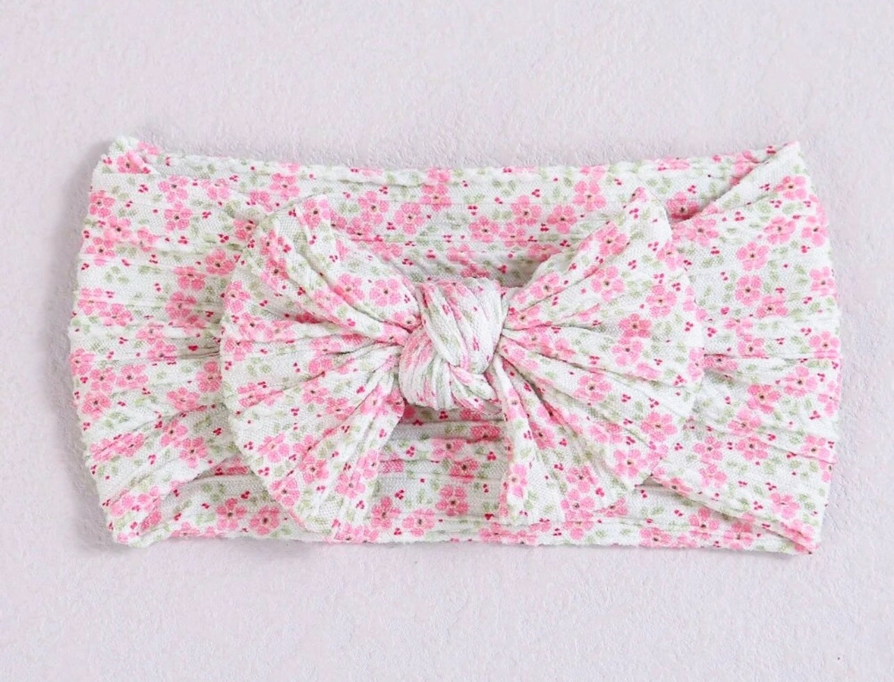 Cable knit bow headband - ditsy floral