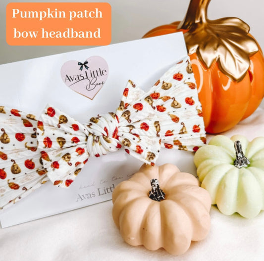 Cable knit bow headband- Pumpkin patch (Halloween collection)