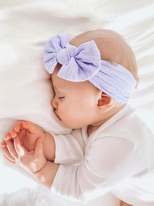 Cable Knit Bow Headband - Lilac