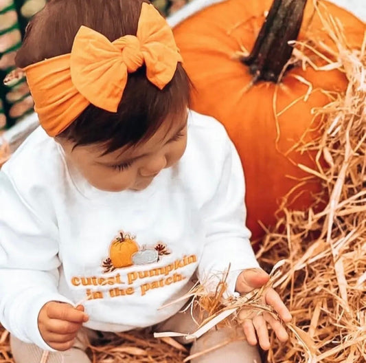 Classic bow headband- pumpkin orange