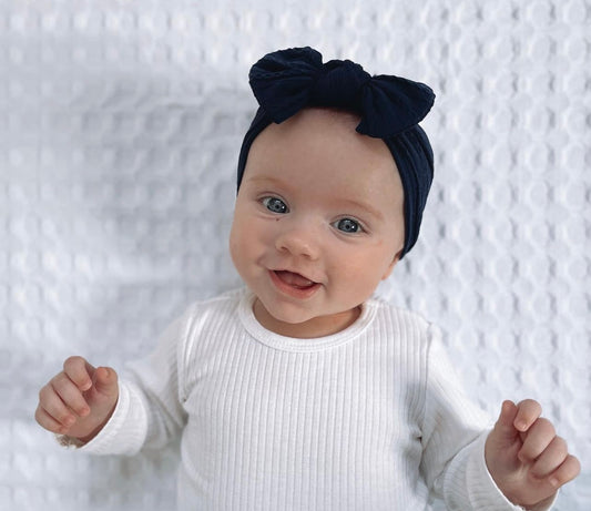 Cable knit bow headband- Black