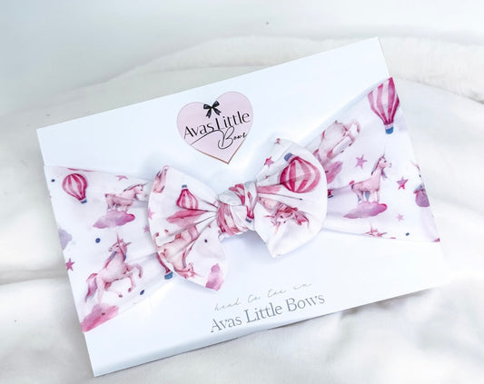 Classic bow headband - Unicorn print