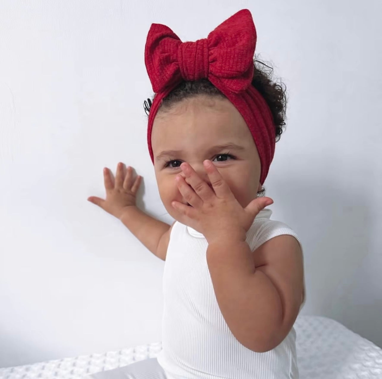 Oversized luxury chunky bow headband - Red