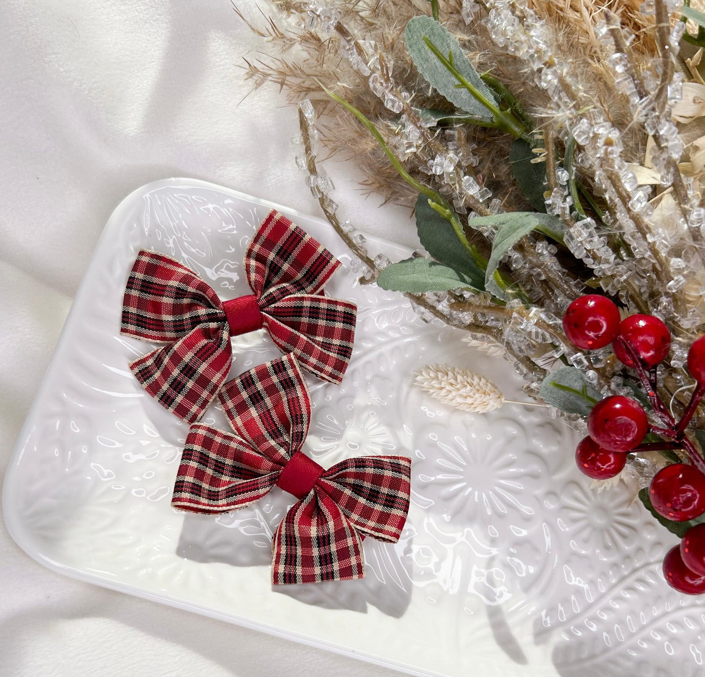 Tartan bow clips - Set of 2