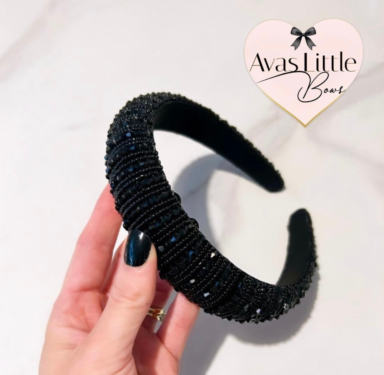 Glitter beaded Alice band - Black