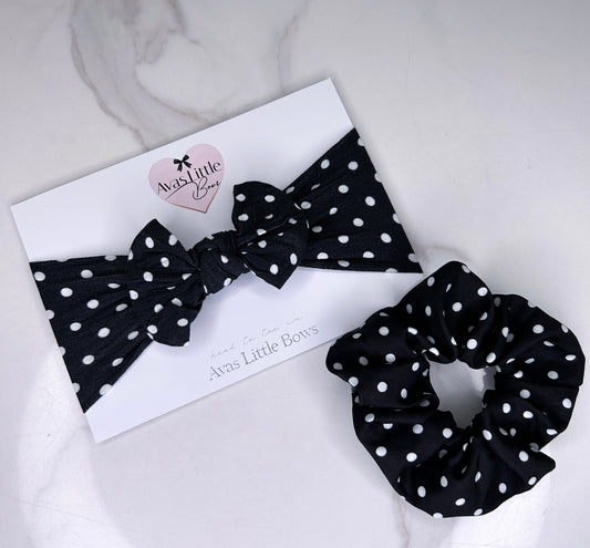 Mummy and me set- Black and white polka dot