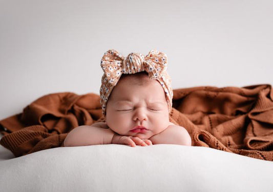 Cable knit bow headband - Autumnal floral