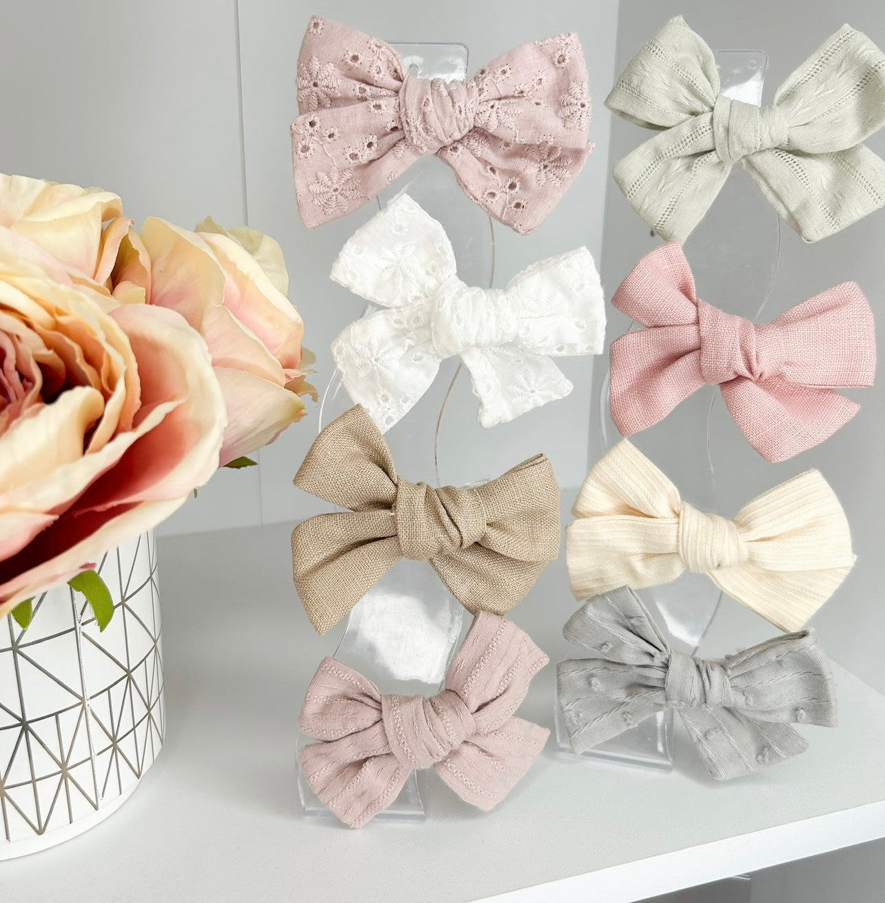 Linen bow clips (Set of 2)