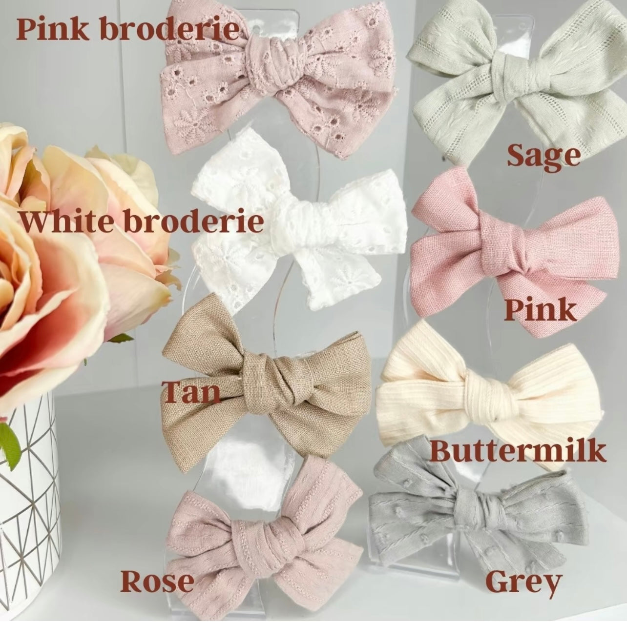 Linen bow clips (Set of 2)