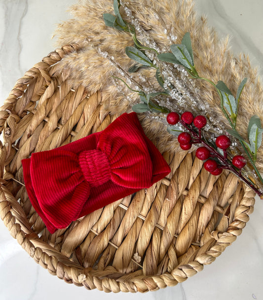 Oversized luxury chunky bow headband- Red velvet