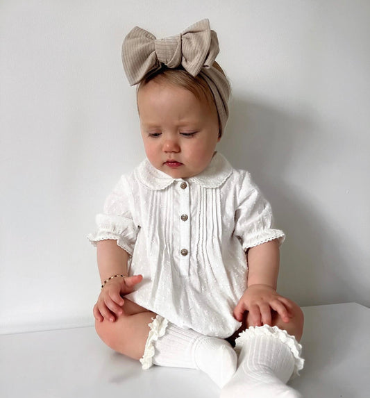 Oversized luxury chunky bow headband - Beige